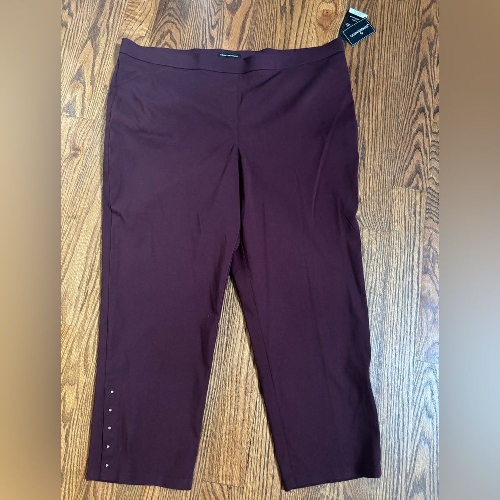 Plus Size Stretch Dk Purple/Burgundy Ankle Dress Pants by Counterparts-24W